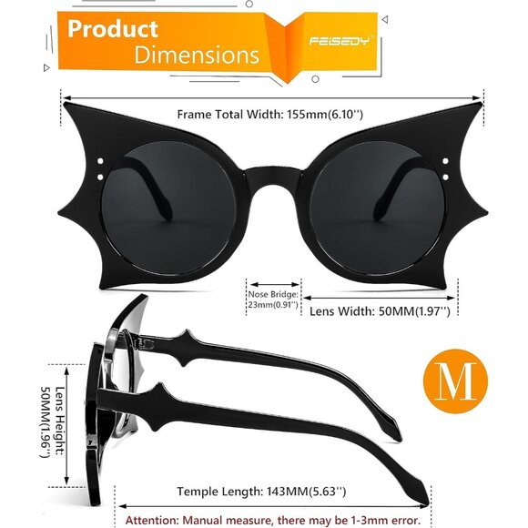Women Men Funny Sunglasses Butterfly Shaped Bat Shades for Halloween and Party - Picture 5 of 7